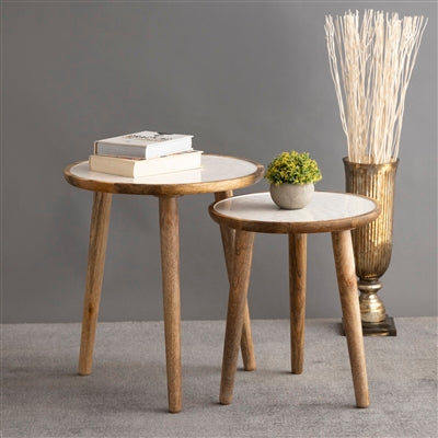 Nesting Mango Wood Side Table - Set of 2
