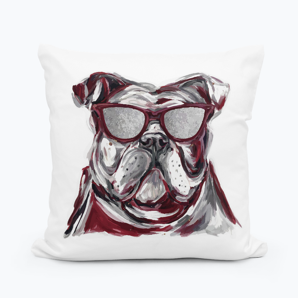 Colorful Bulldog Mascot Pillow