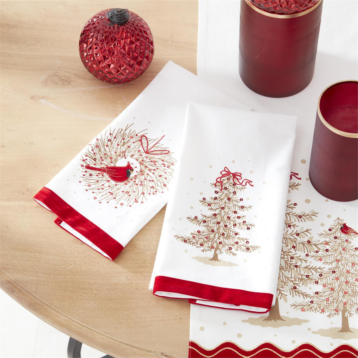 Cardinal Wreath Towel, 27 Inch, view 2