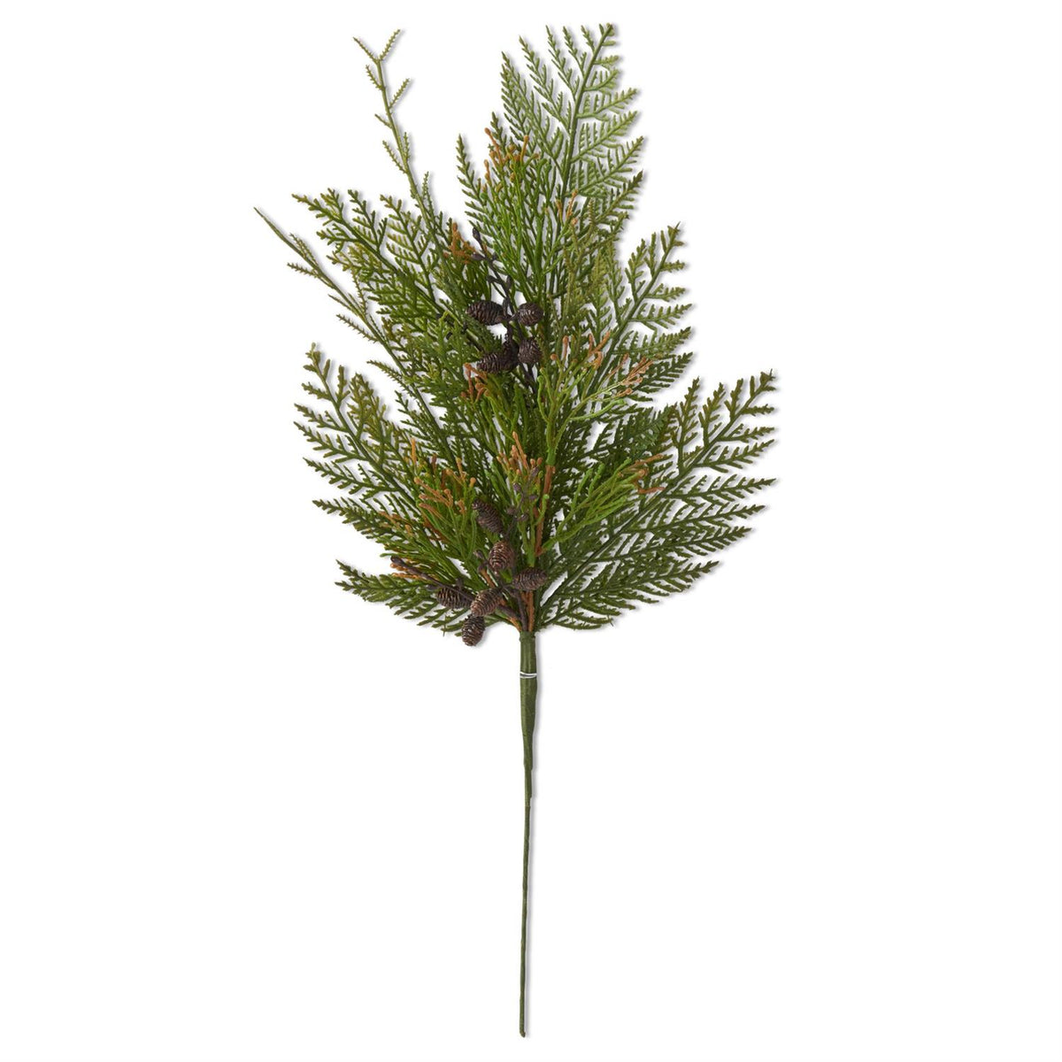 Faux Juniper Pine Stem with Mini Pinecones, 24 Inch
