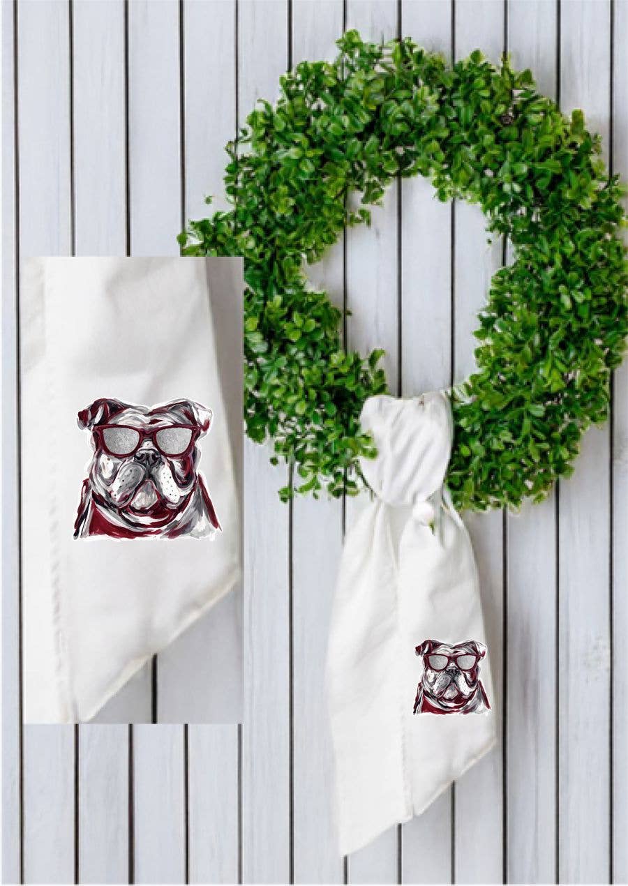 Colorful Bulldog Mascot Wreath Sash