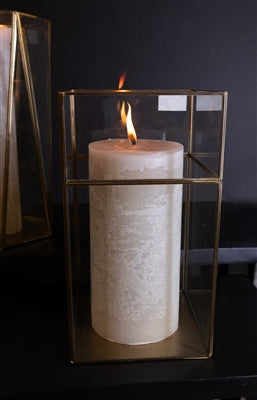 Hurricane Square Iron Glass Gold/Clear