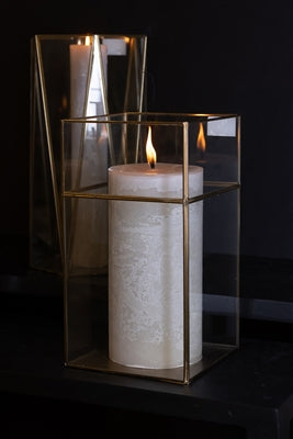 Hurricane Square Iron Glass Gold/Clear