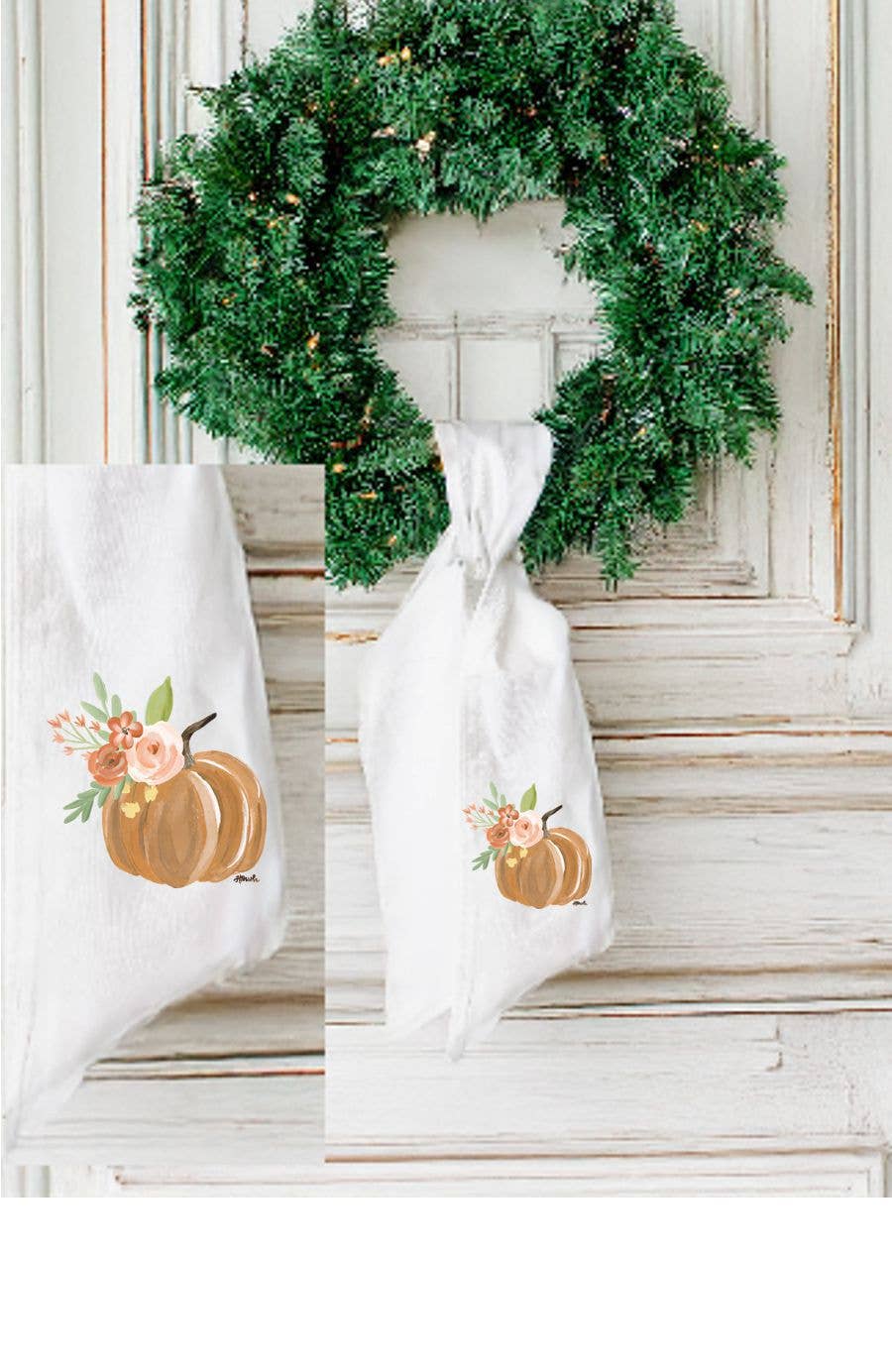 Haley's Orange Pumpkin with Flowers Wreath Sash