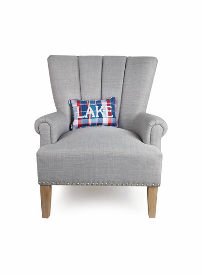 Picnic Plaid Lake Embroidered Pillow
