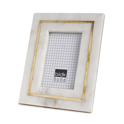 Marble Frame w/ Brass Inlay 5x7 White