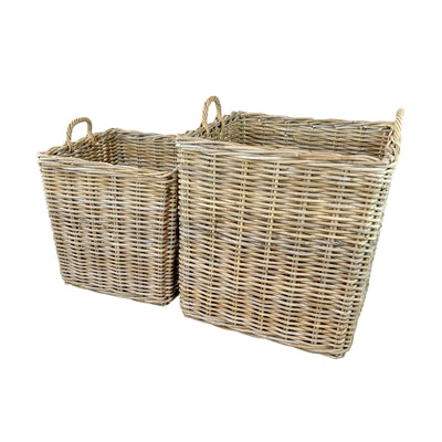 Grey Square Rattan Baskets