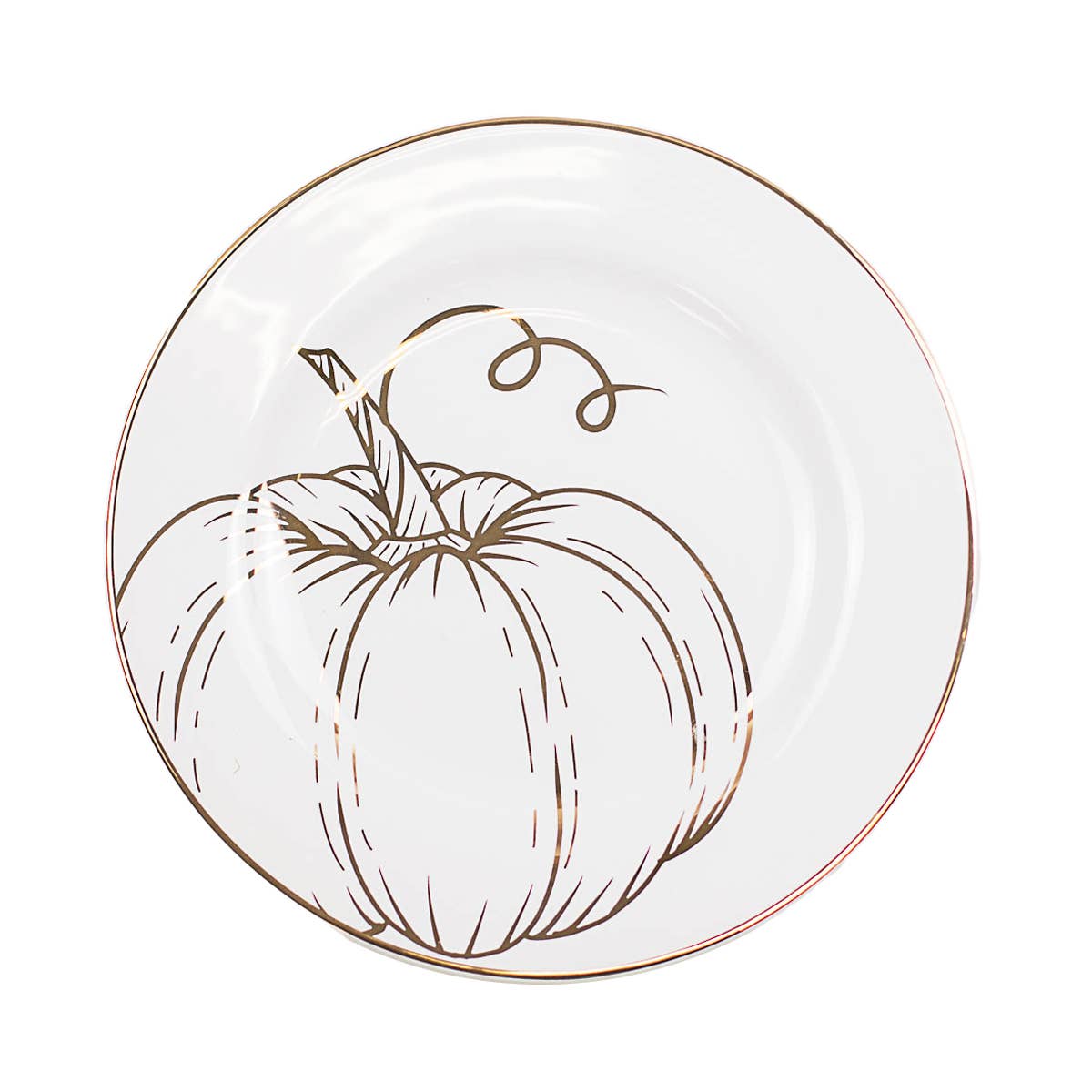Westchester Pumpkin Plate   White/Metallic Gold   8"