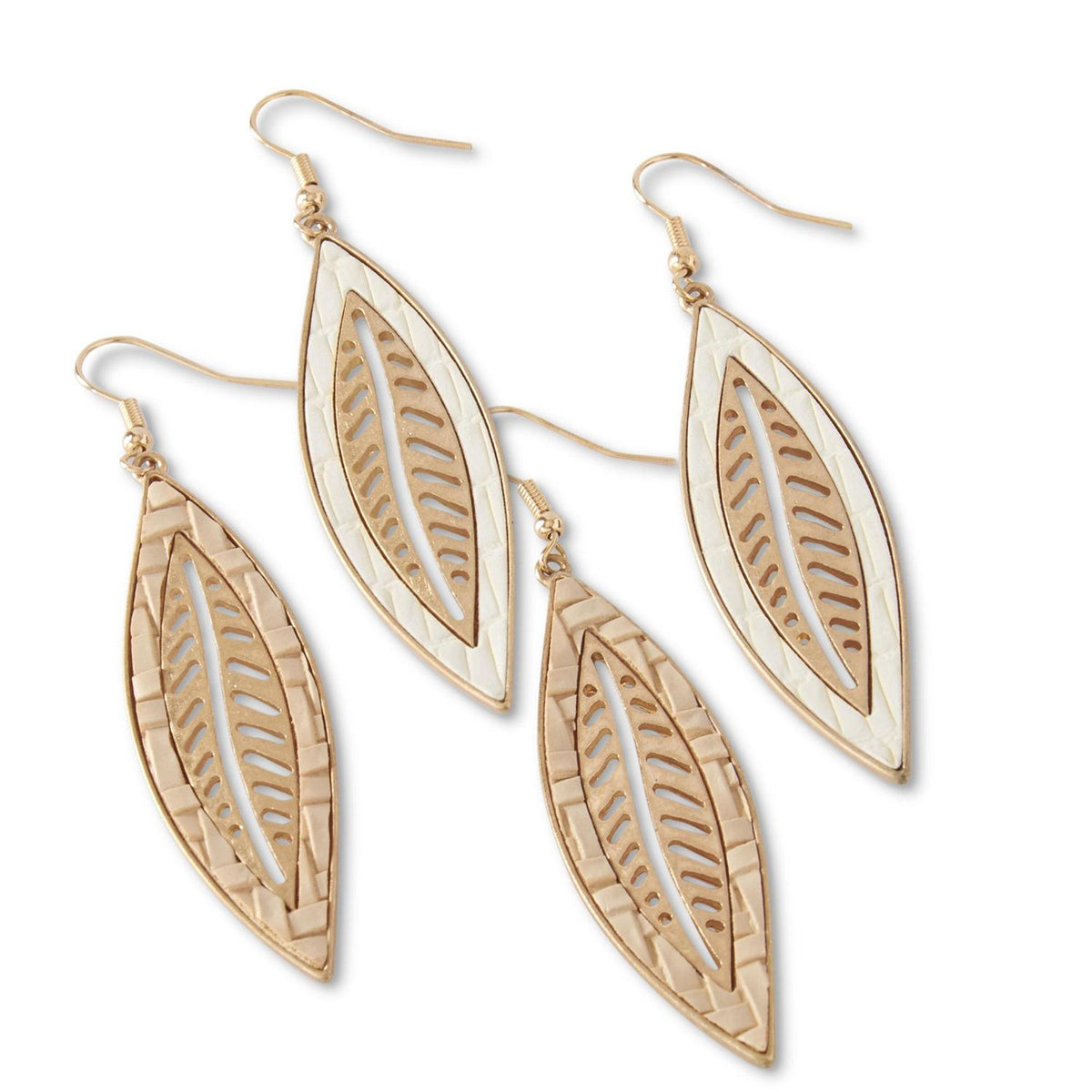 Carved Leaf Earrings in Ivory/Cream