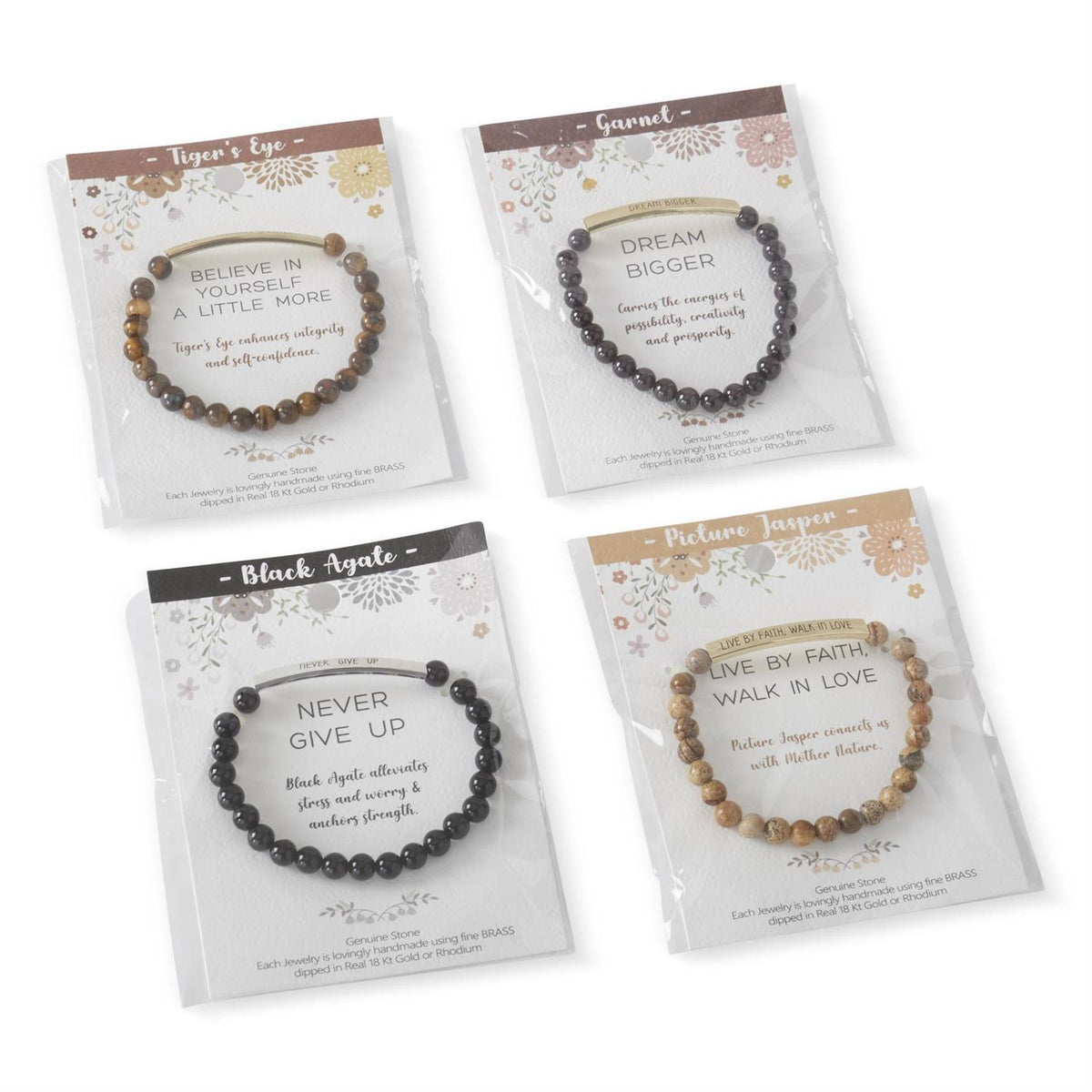 Inspirational Message Stone Bracelet in Tiger’s Eye – Believe in Yourself a Little More