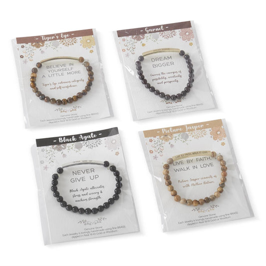 Inspirational Message Stone Bracelet in Tiger’s Eye – Believe in Yourself a Little More