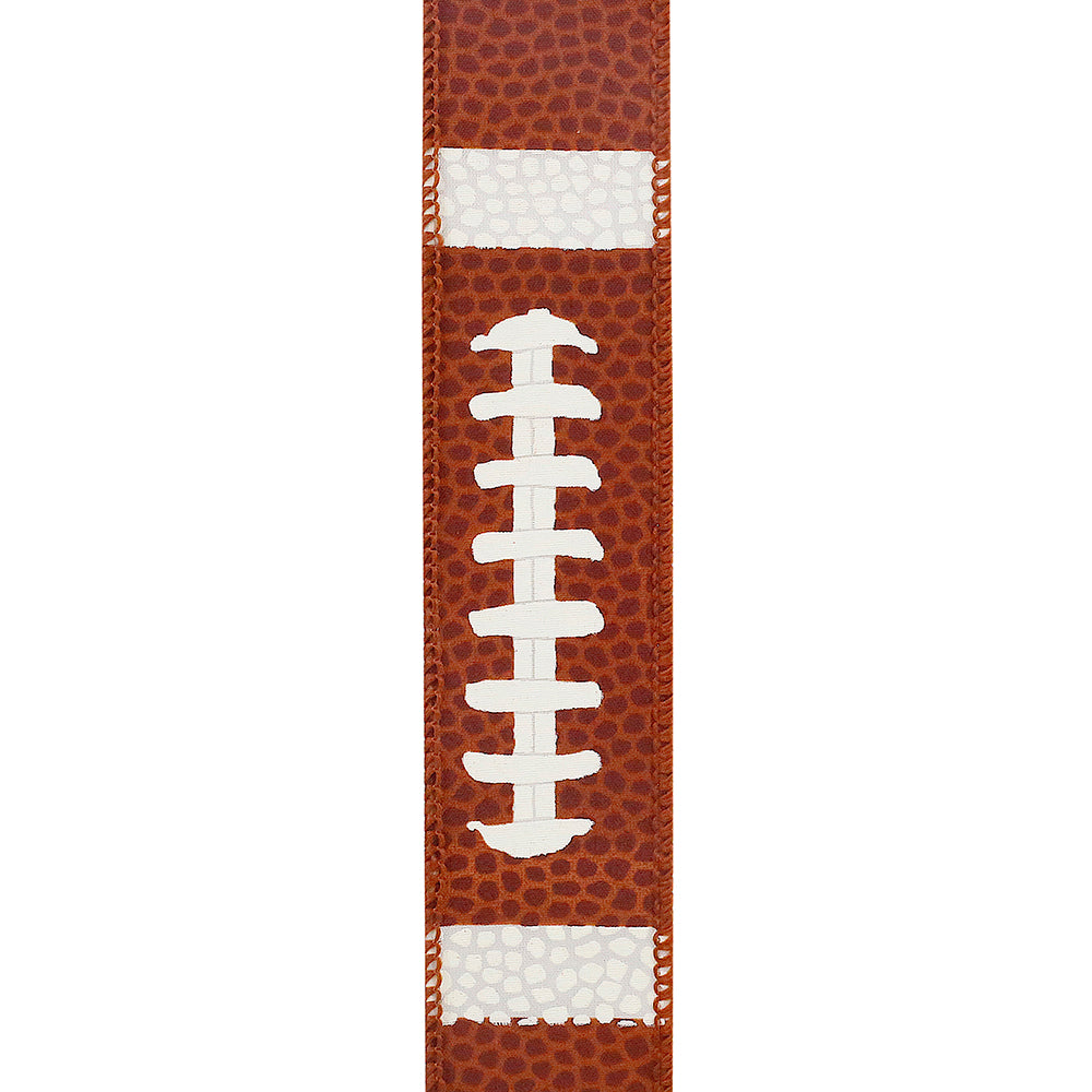 Football Pigskin Wired Edge Ribbon, Brown, 1-1/2In 10Yd