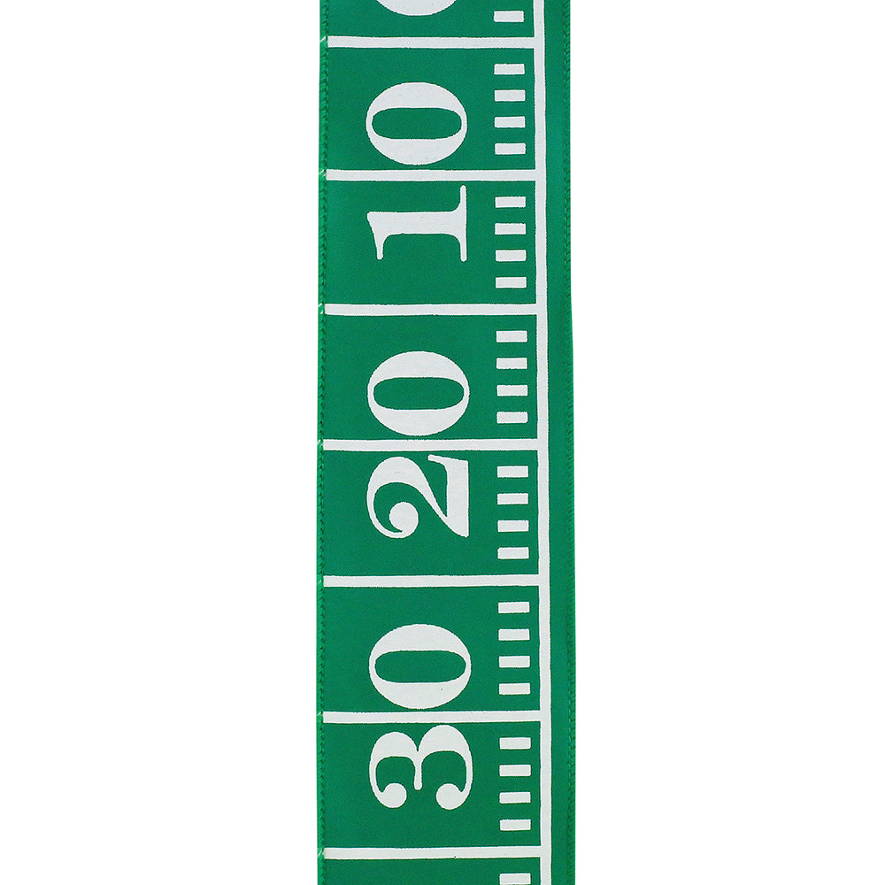Football Field Wired Edge Ribbon, Green, 2-1/2In 10Yd