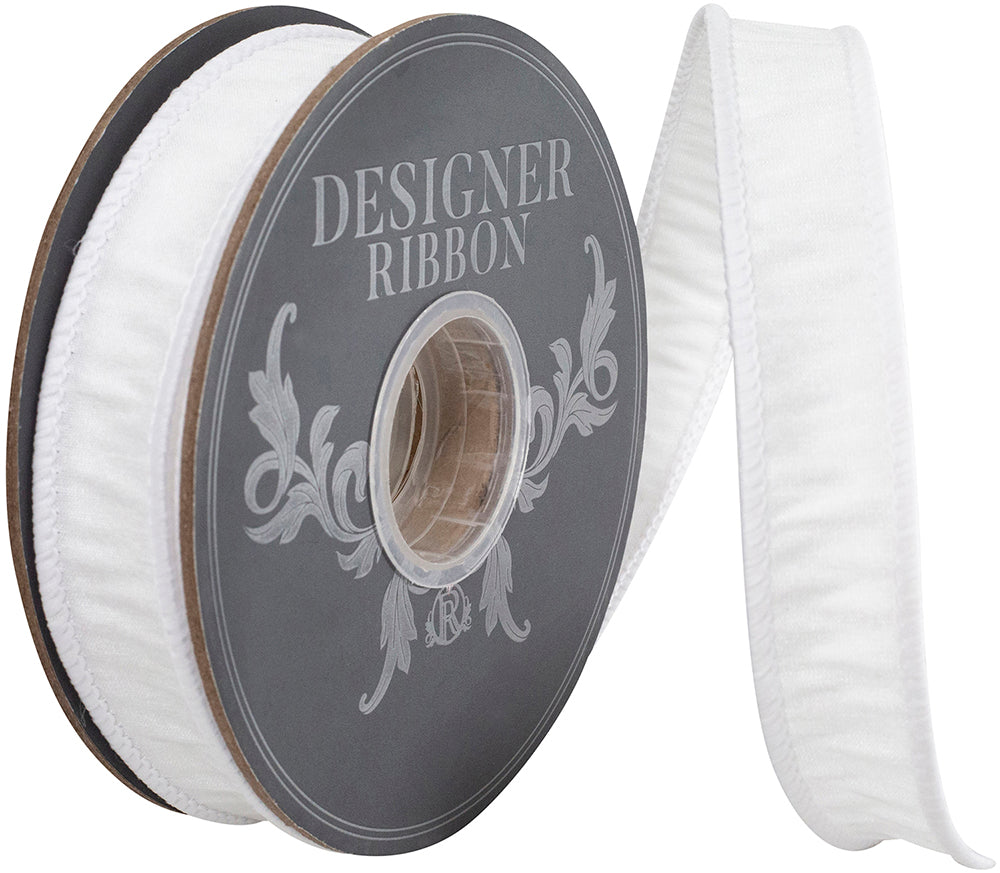 Dupioni Supreme Wired Edge Ribbon White 7/8 Inch 10 Yards