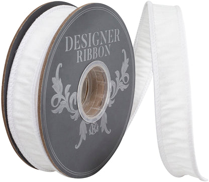 Dupioni Supreme Wired Edge Ribbon White 7/8 Inch 10 Yards