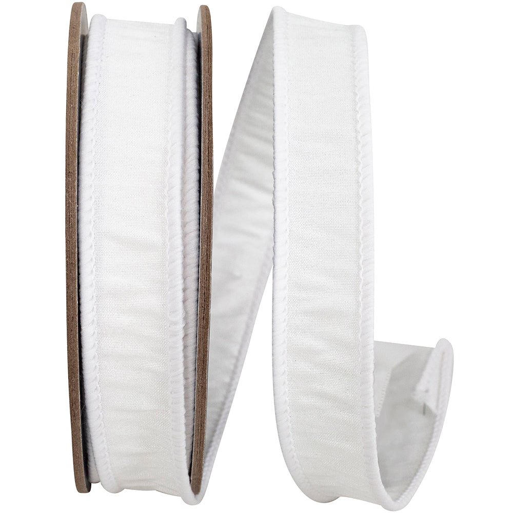 Dupioni Supreme Wired Edge Ribbon White 7/8 Inch 10 Yards
