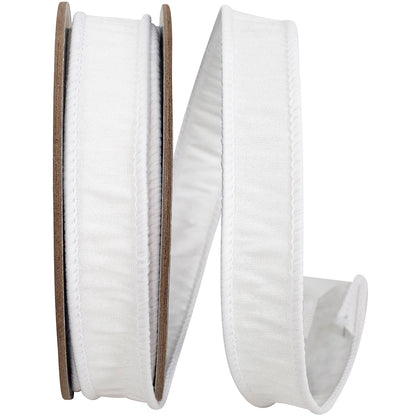 Dupioni Supreme Wired Edge Ribbon White 7/8 Inch 10 Yards