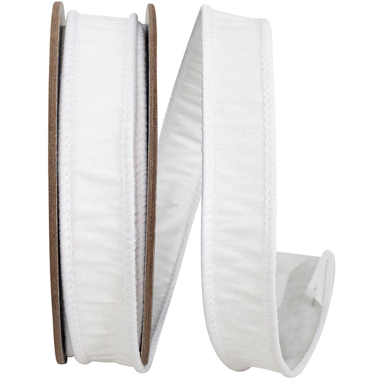 Dupioni Supreme Wired Edge Ribbon White 7/8 Inch 10 Yards
