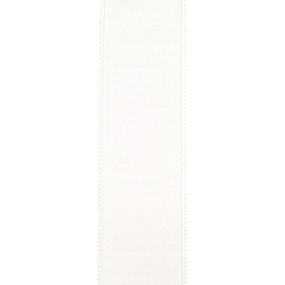 Dupioni Supreme Wired Edge Ribbon White 2-1/2 Inch 10 Yards
