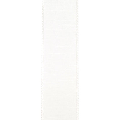 Dupioni Supreme Wired Edge Ribbon White 2-1/2 Inch 10 Yards