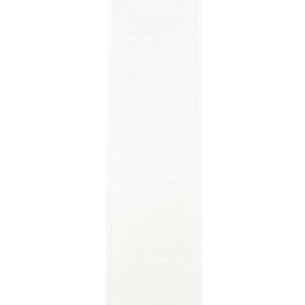 Dupioni Supreme Wired Edge Ribbon White 2-1/2 Inch 10 Yards