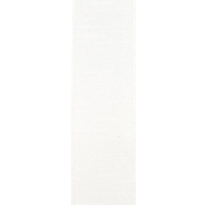 Dupioni Supreme Wired Edge Ribbon White 2-1/2 Inch 10 Yards