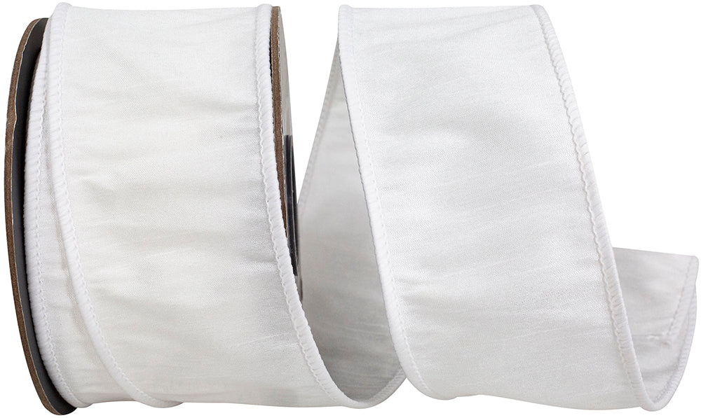 Dupioni Supreme Wired Edge Ribbon White 2-1/2 Inch 10 Yards