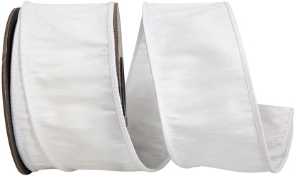 Dupioni Supreme Wired Edge Ribbon White 2-1/2 Inch 10 Yards