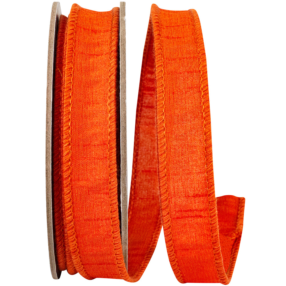 Dupioni Supreme Wired Edge Ribbon Orange 7/8 Inch 10 Yards