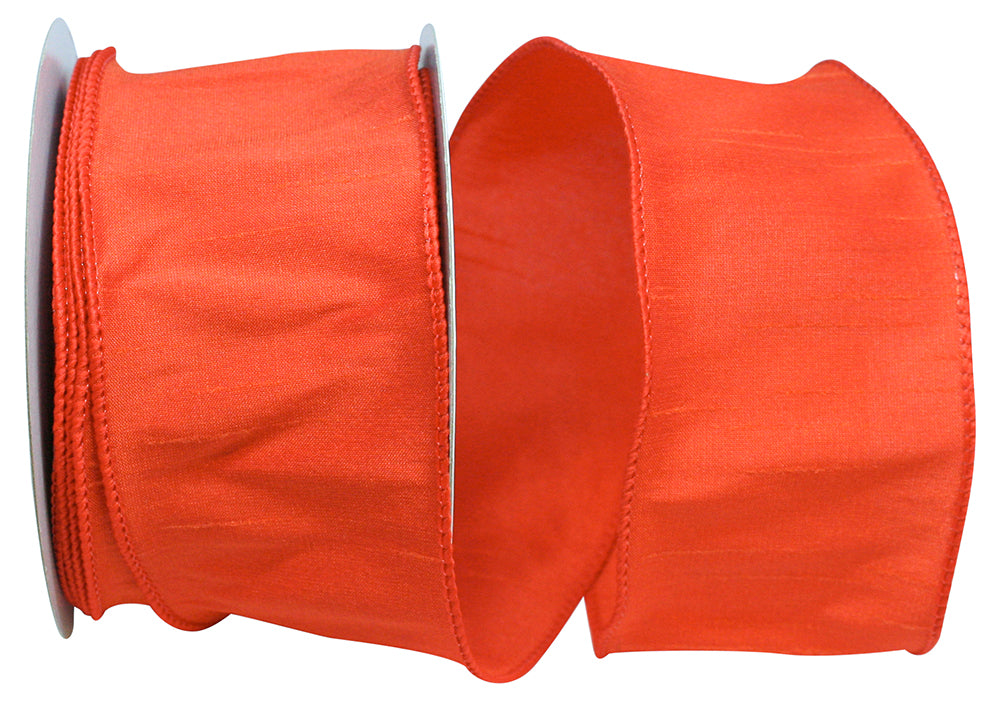 Dupioni Supreme Wired Edge Ribbon Orange 2-1/2 Inch 10 Yards