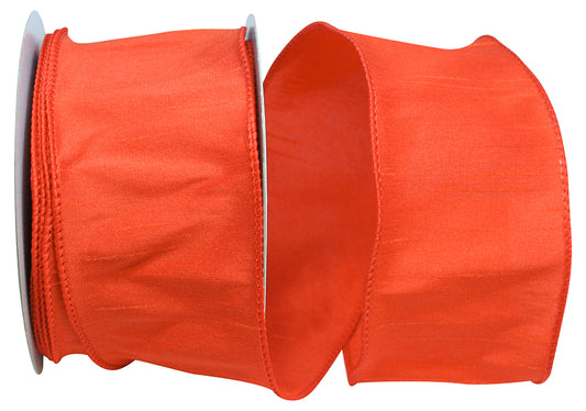 Dupioni Supreme Wired Edge Ribbon Orange 2-1/2 Inch 10 Yards