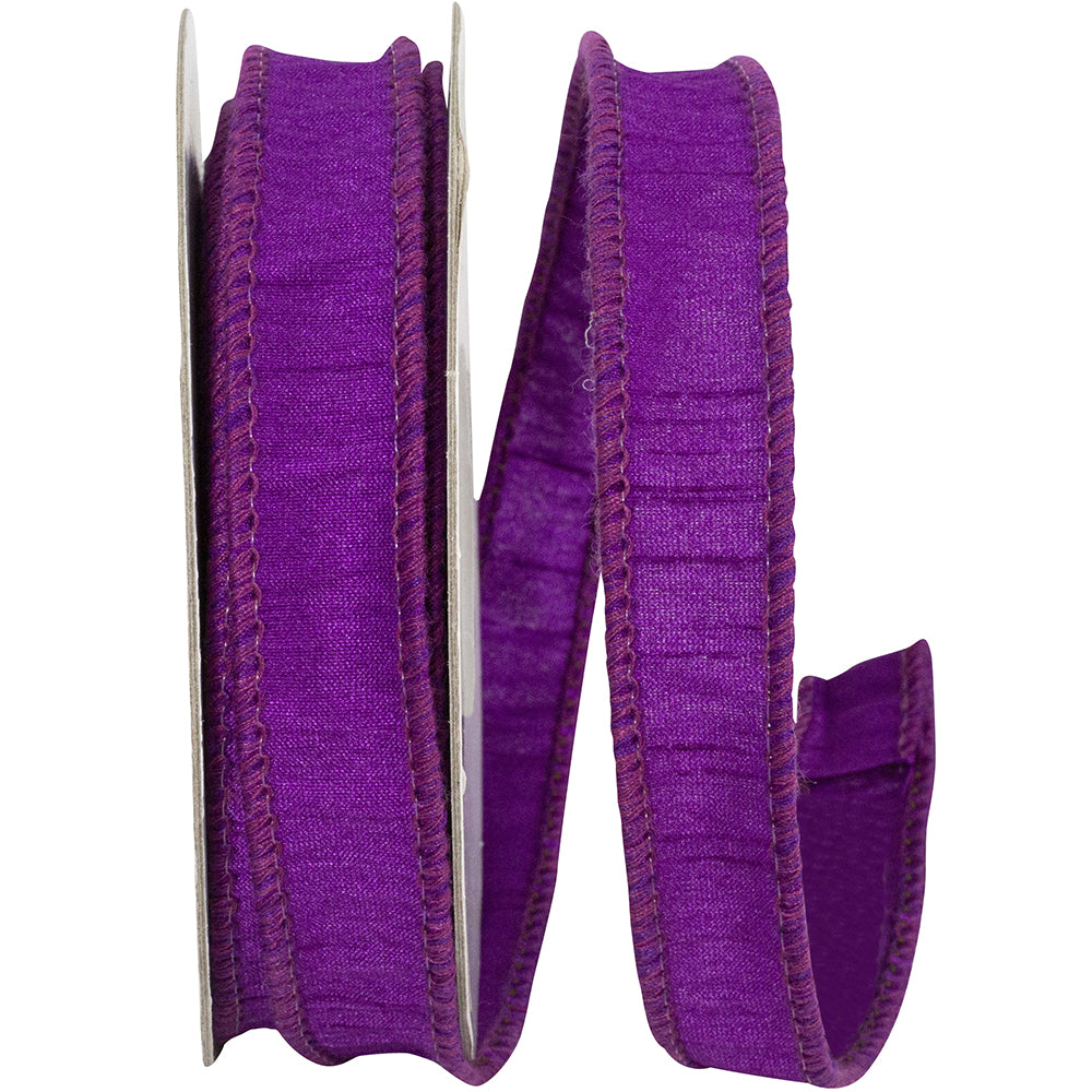 Dupioni Supreme Wired Edge Ribbon Purple 7/8 Inch 10 Yards