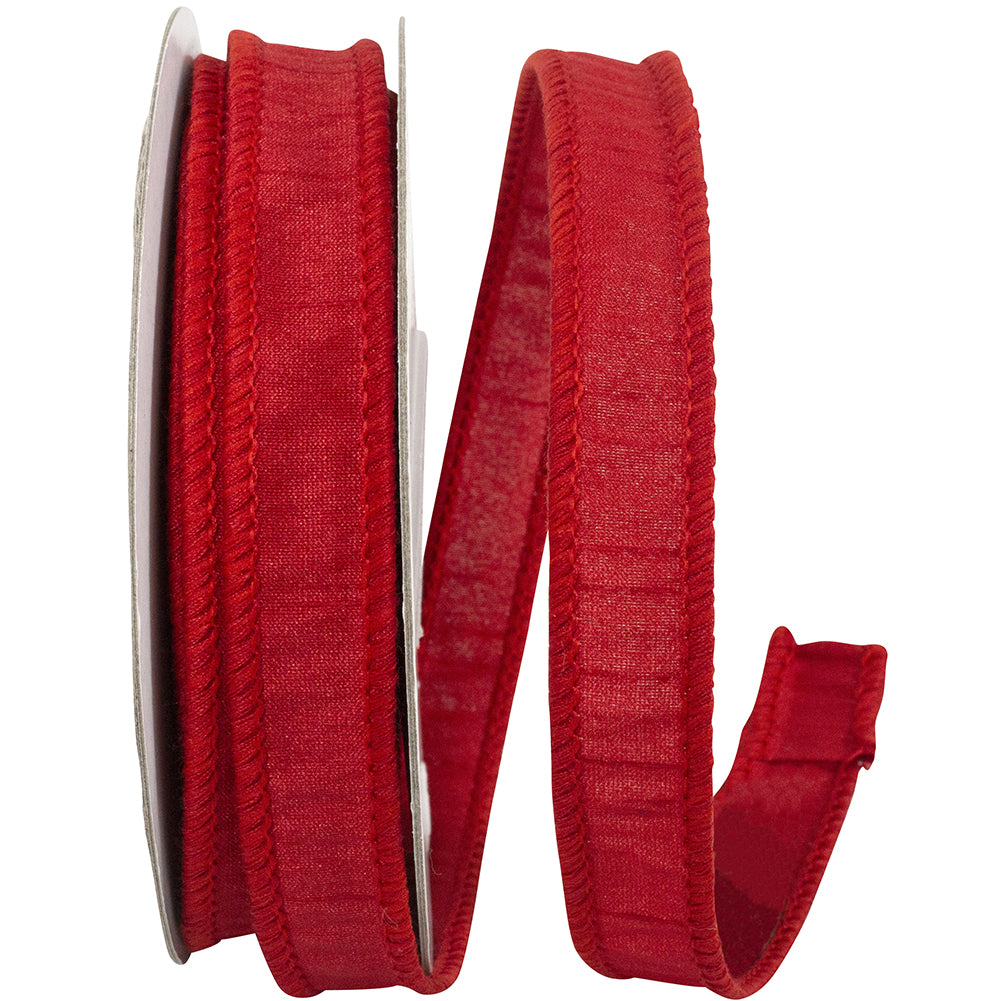 Dupioni Supreme Wired Edge Ribbon Red 7/8 Inch 10 Yards