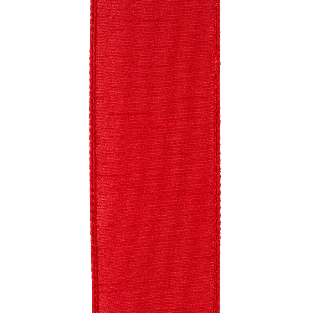 Dupioni Supreme Wired Edge Ribbon Red 2-1/2 Inch 10 Yards