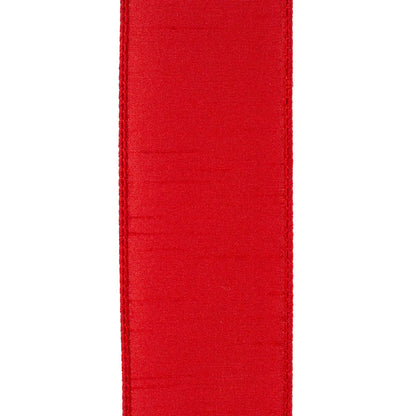 Dupioni Supreme Wired Edge Ribbon Red 2-1/2 Inch 10 Yards