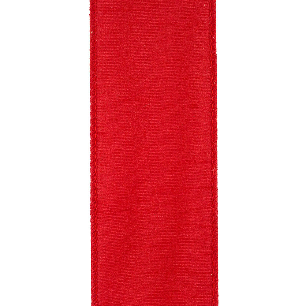 Dupioni Supreme Wired Edge Ribbon Red 2-1/2 Inch 10 Yards