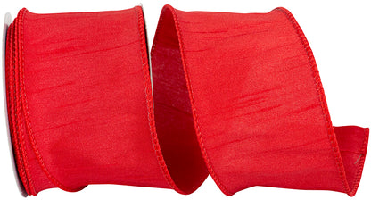 Dupioni Supreme Wired Edge Ribbon Red 2-1/2 Inch 10 Yards