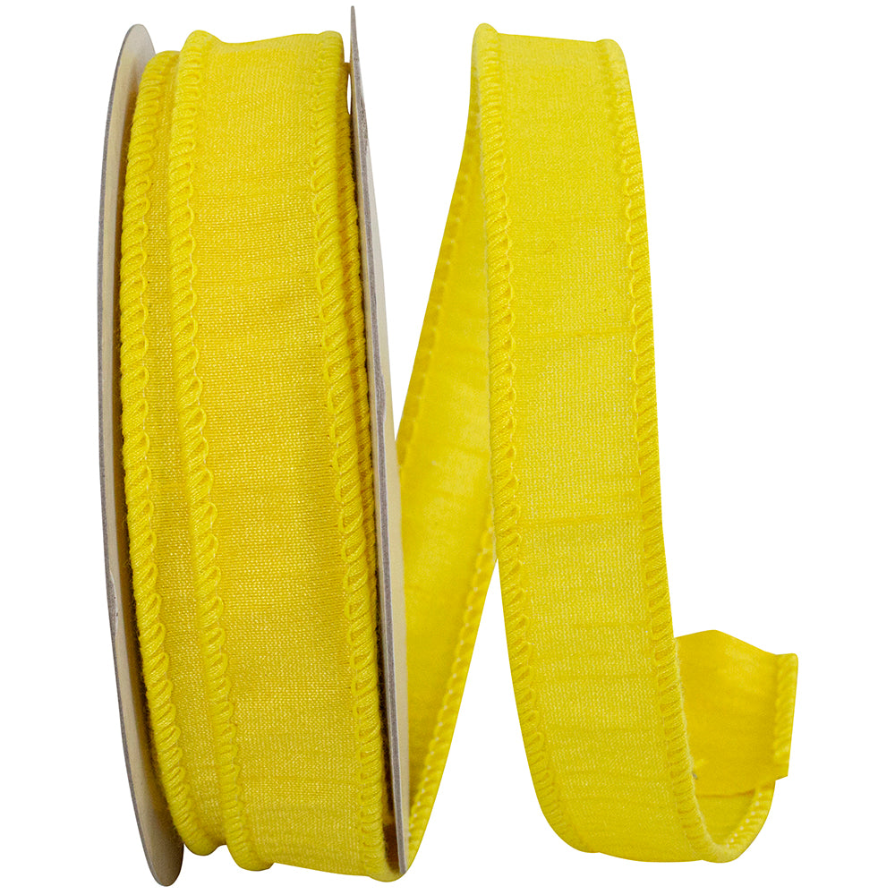 Dupioni Supreme Wired Edge Ribbon Yellow 7/8 Inch 10 Yards
