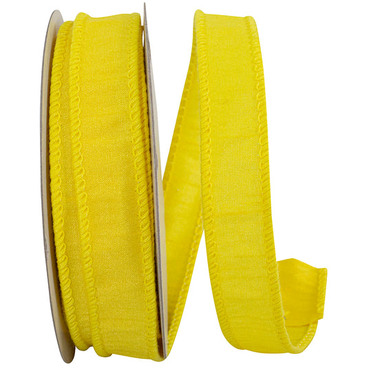 Dupioni Supreme Wired Edge Ribbon Yellow 7/8 Inch 10 Yards