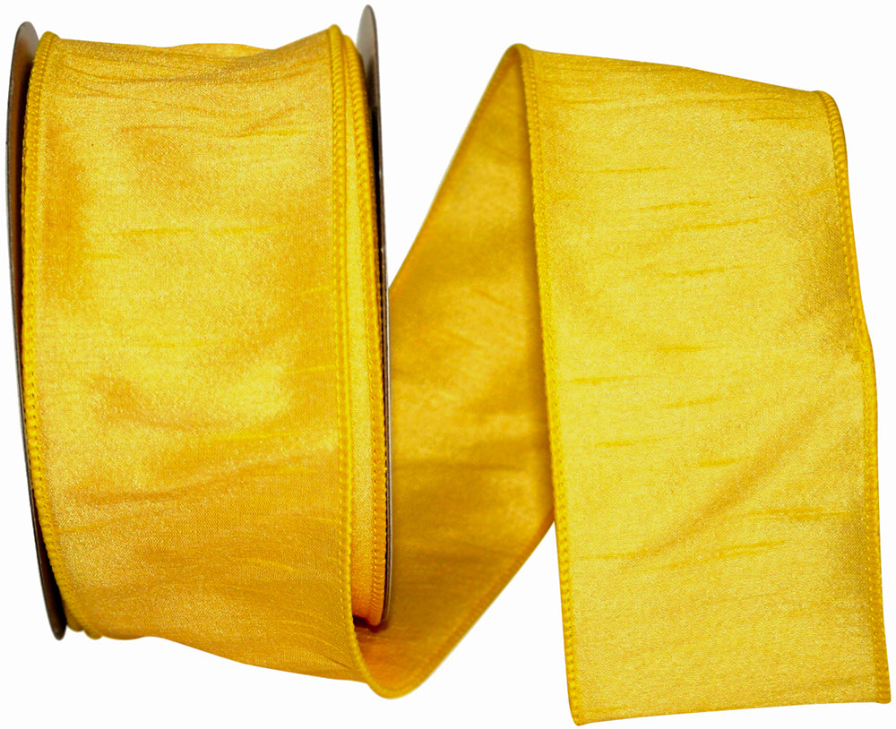 Dupioni Supreme Wired Edge Ribbon Yellow 2-1/2 Inch 20 Yards