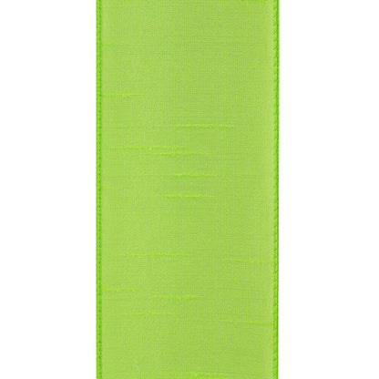 Dupioni Supreme Wired Edge Ribbon Lime 2-1/2 Inch 20 Yards