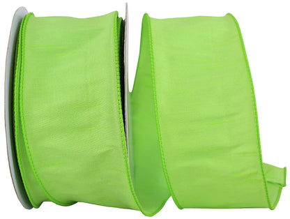 Dupioni Supreme Wired Edge Ribbon Lime 2-1/2 Inch 20 Yards