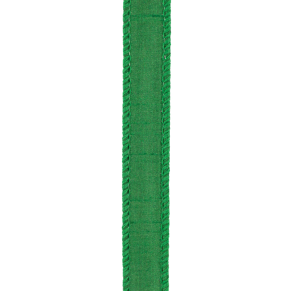 Dupioni Supreme Wired Edge Ribbon Emerald 7/8 Inch 10 Yards