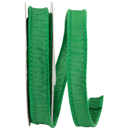 Dupioni Supreme Wired Edge Ribbon Emerald 7/8 Inch 10 Yards