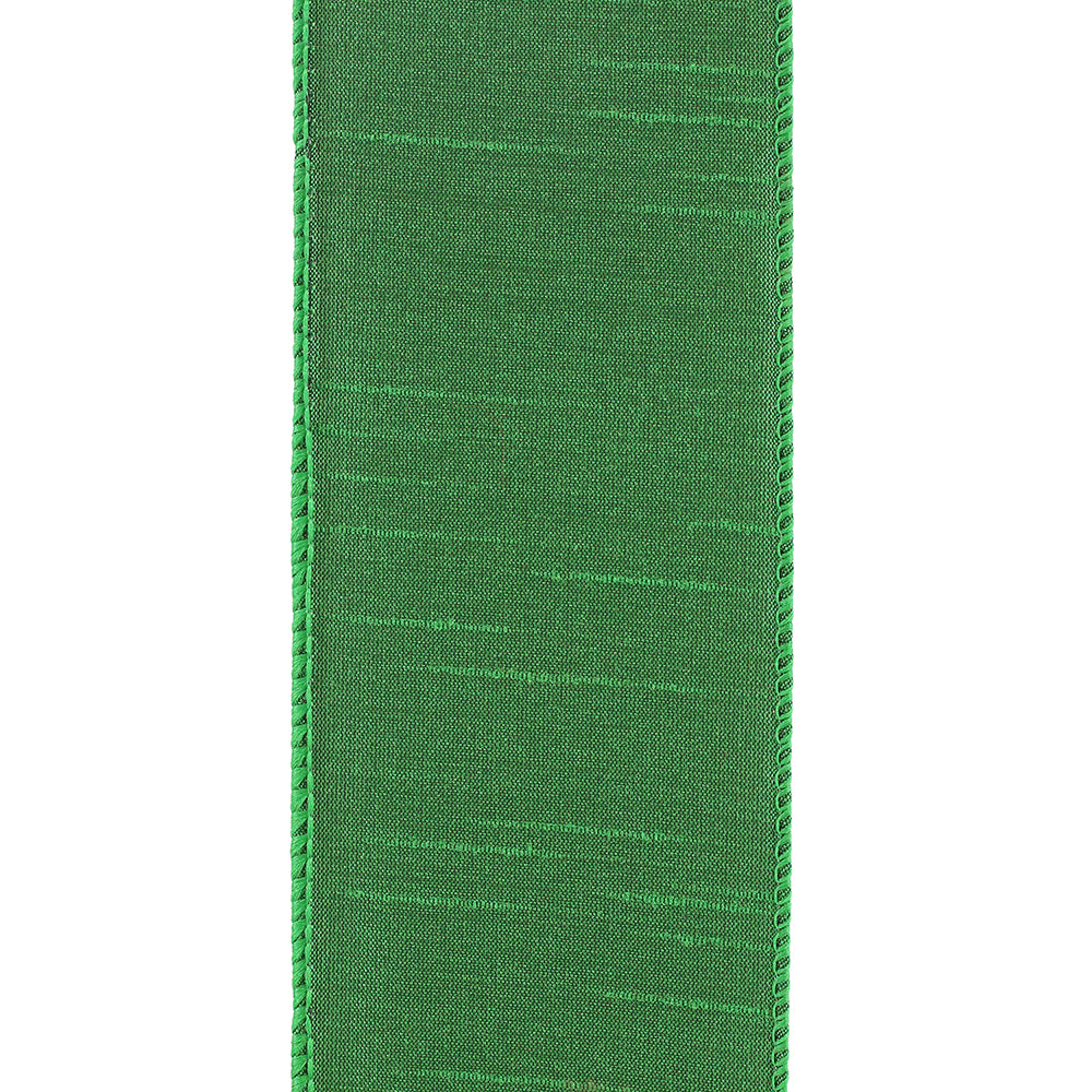 Dupioni Supreme Wired Edge Ribbon Emerald 2-1/2 Inch 20 Yards