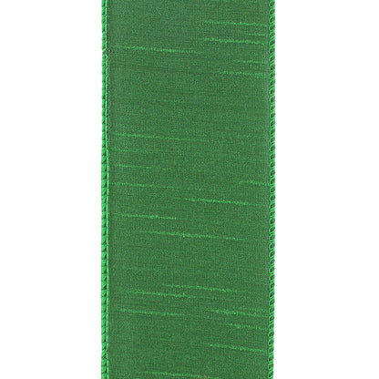 Dupioni Supreme Wired Edge Ribbon Emerald 2-1/2 Inch 20 Yards
