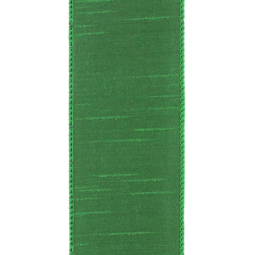 Dupioni Supreme Wired Edge Ribbon Emerald 2-1/2 Inch 20 Yards