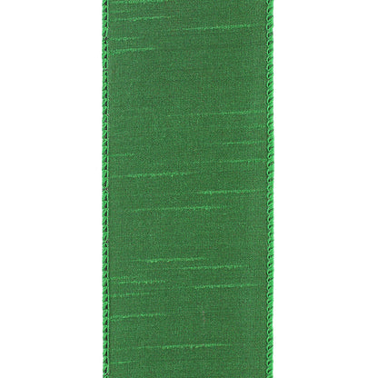Dupioni Supreme Wired Edge Ribbon Emerald 2-1/2 Inch 20 Yards