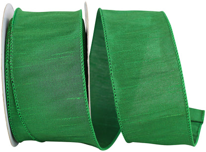 Dupioni Supreme Wired Edge Ribbon Emerald 2-1/2 Inch 20 Yards