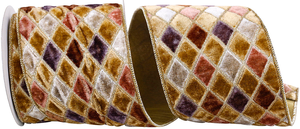Diamond Velvet Jewel Deluxe Wired Edge Ribbon, 4 In 5 Yd